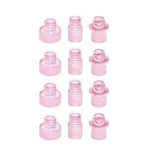 12 Taper Glass Candlestick Holders Tealight Candle Holders, NEW, Pink